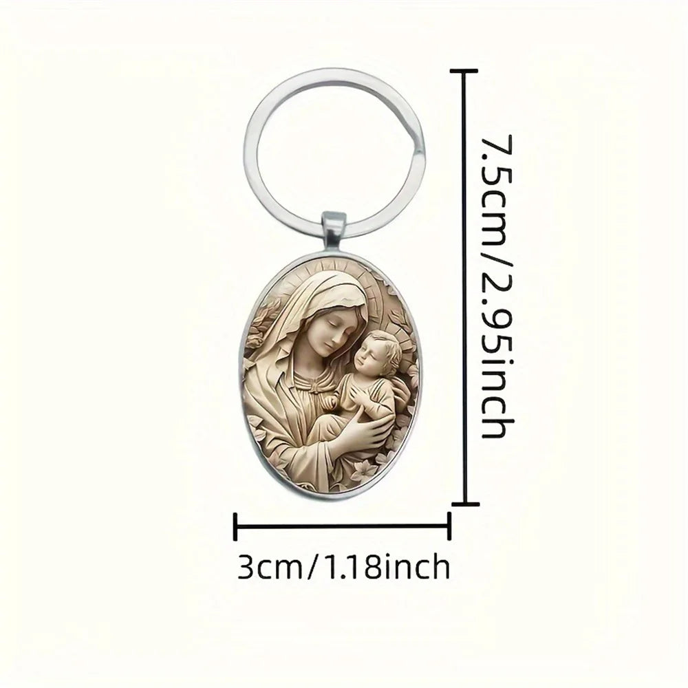 Keychain Virgin Mary Alloy Pendant Religious Charm