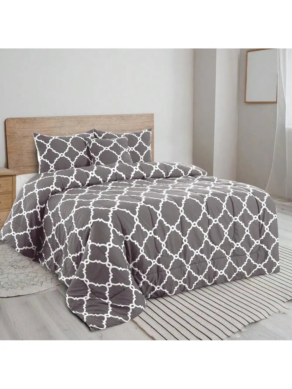 LDC Lux Decor Collection Reversible 5Pc Microfiber Comforter Set