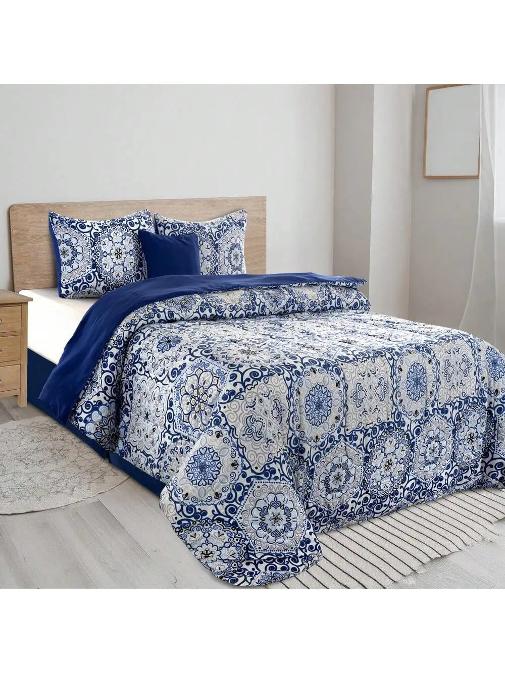 LDC Lux Decor Collection Reversible 5Pc Microfiber Comforter Set