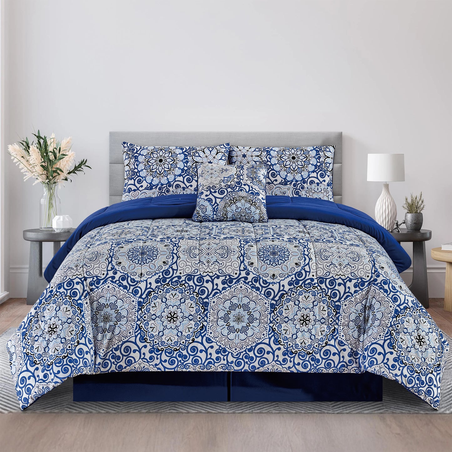 LDC Lux Decor Collection Reversible 5Pc Microfiber Comforter Set