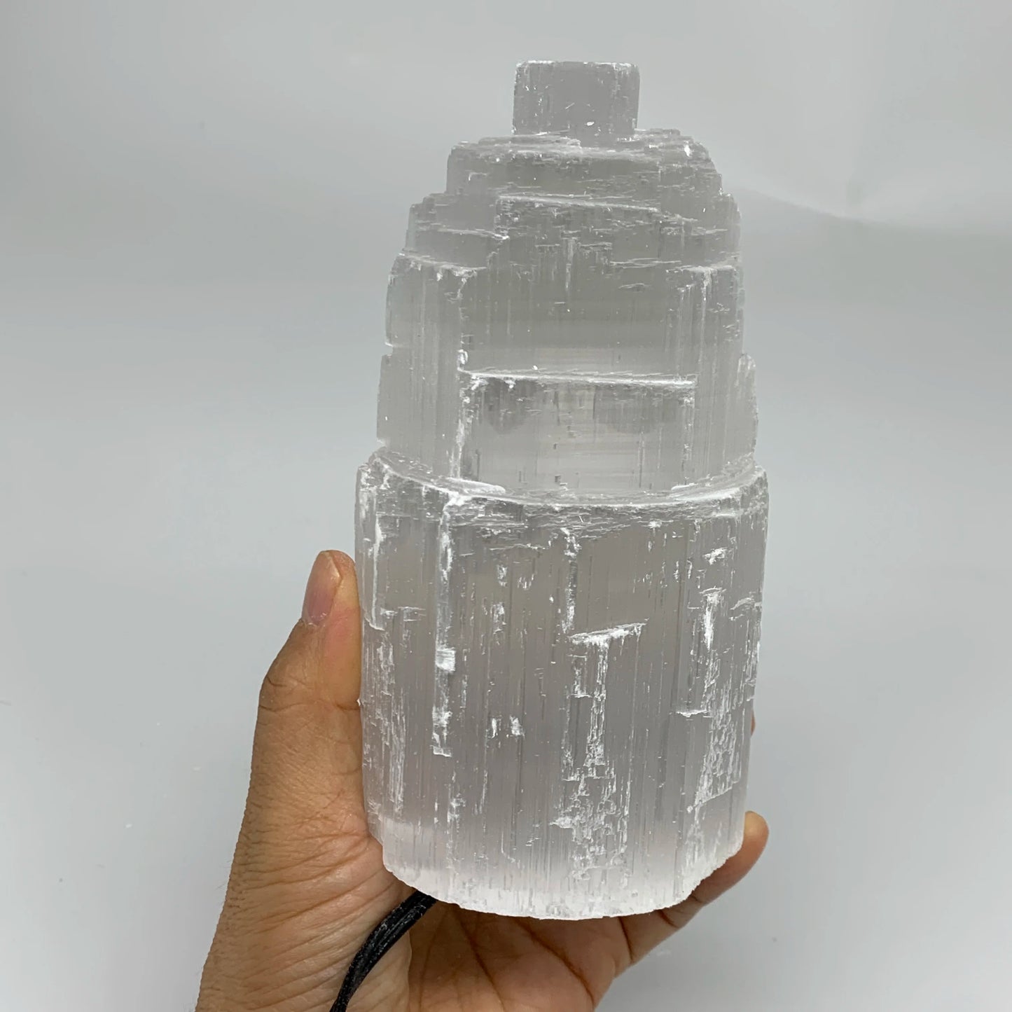 Selenite Crystal Lamp Raw Rough Satin Spar Tower Glow