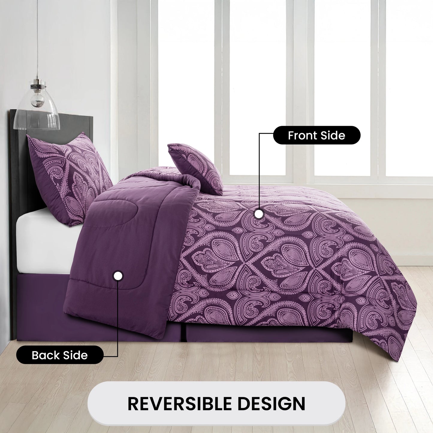 LDC Lux Decor Collection Reversible 5Pc Microfiber Comforter Set