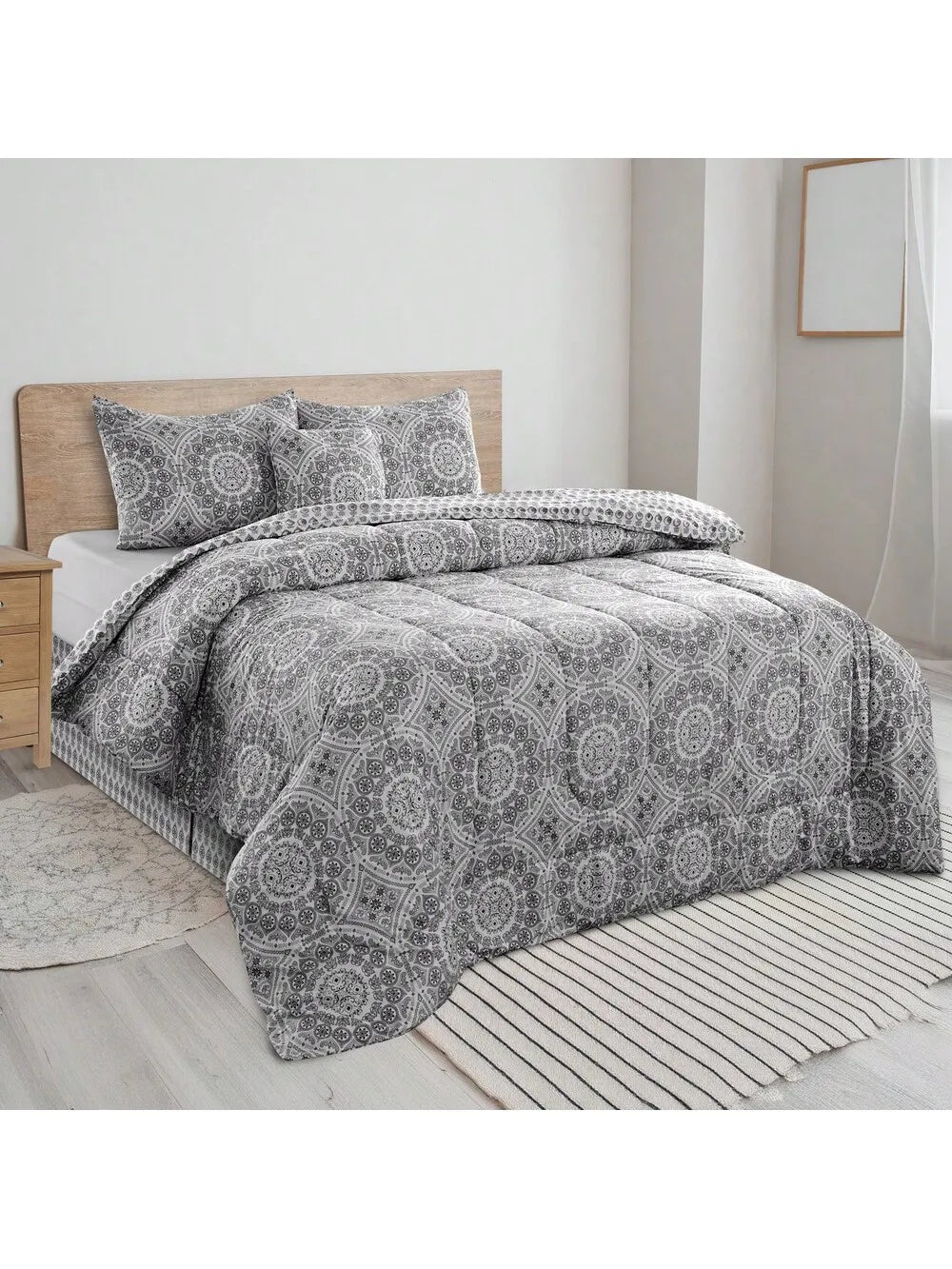 LDC Lux Decor Collection Reversible 5Pc Microfiber Comforter Set