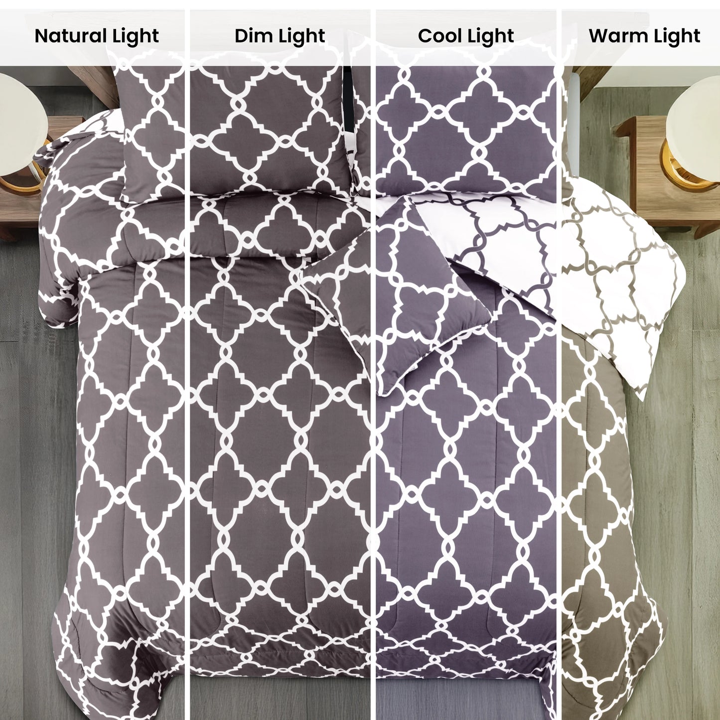 LDC Lux Decor Collection Reversible 5Pc Microfiber Comforter Set