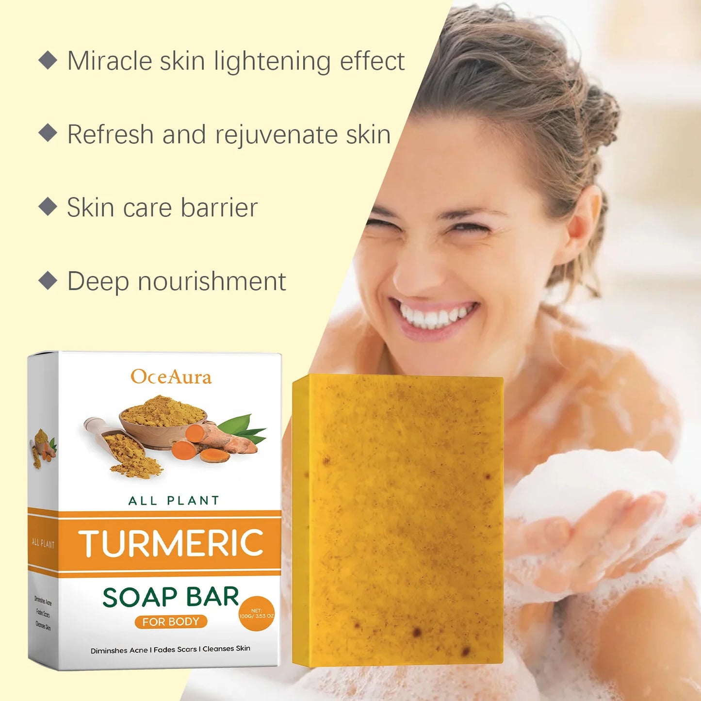 Soap OceAura Lemon Turmeric Kojic Acid for Dark Spots