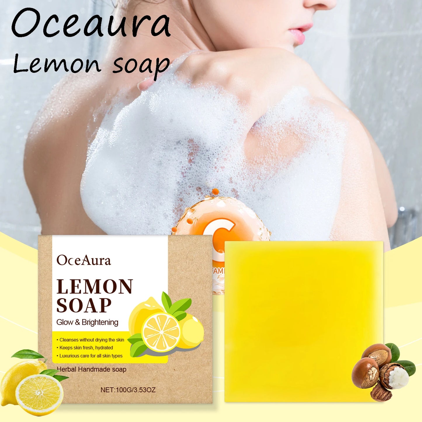 OceAura Soap Lemon Bathing Gentle Moisturizing Deep Cleanser