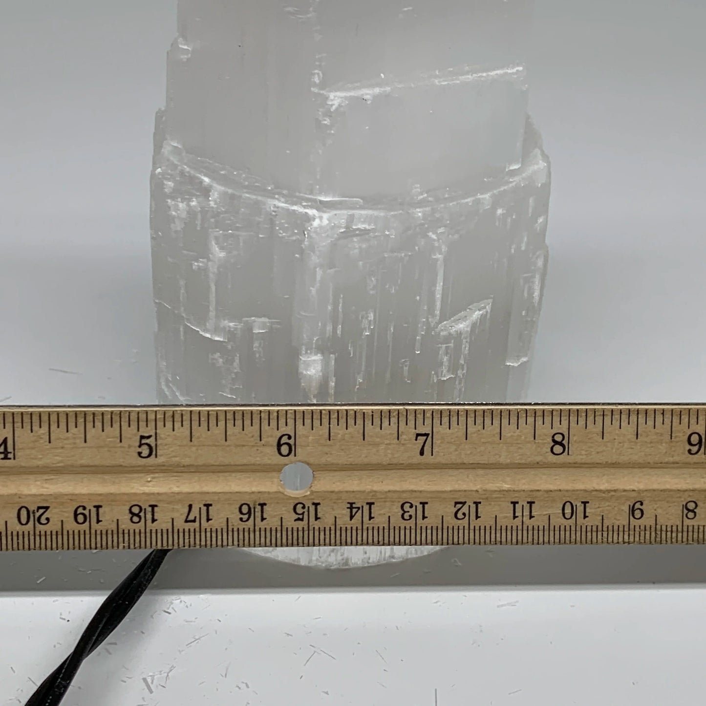 Selenite Crystal Lamp Raw Rough Satin Spar Tower Glow