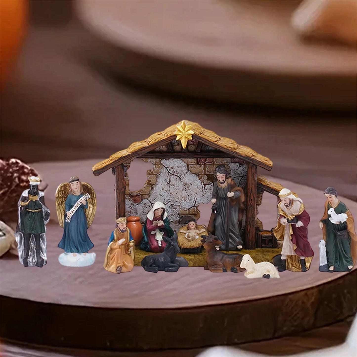Nativity Scene Set Resin Holy Family Figurines Collection