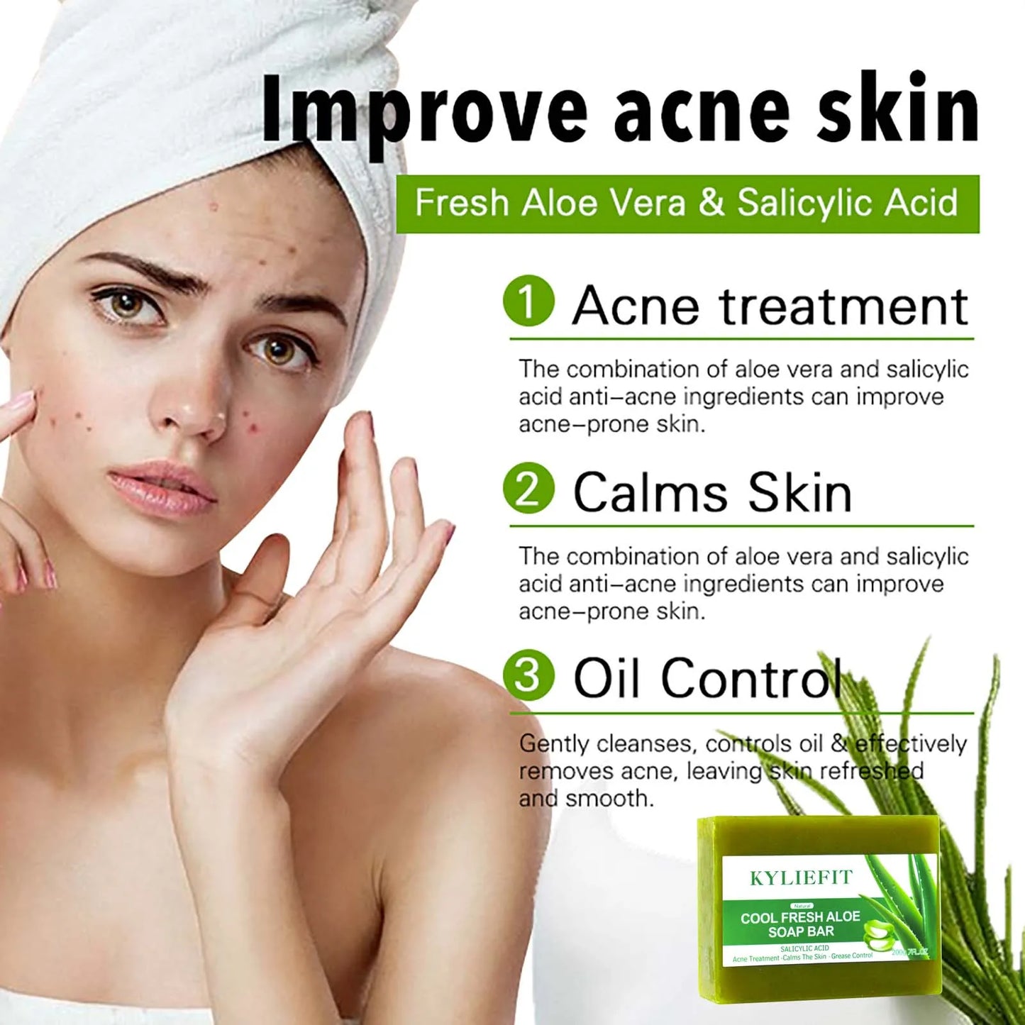 AILKE Aloe Vera Soap Bar, Brightening For All Skin Types