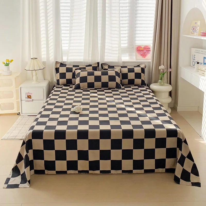 Bed Sheets 100 Percent Polyester Plaid Nordic Style