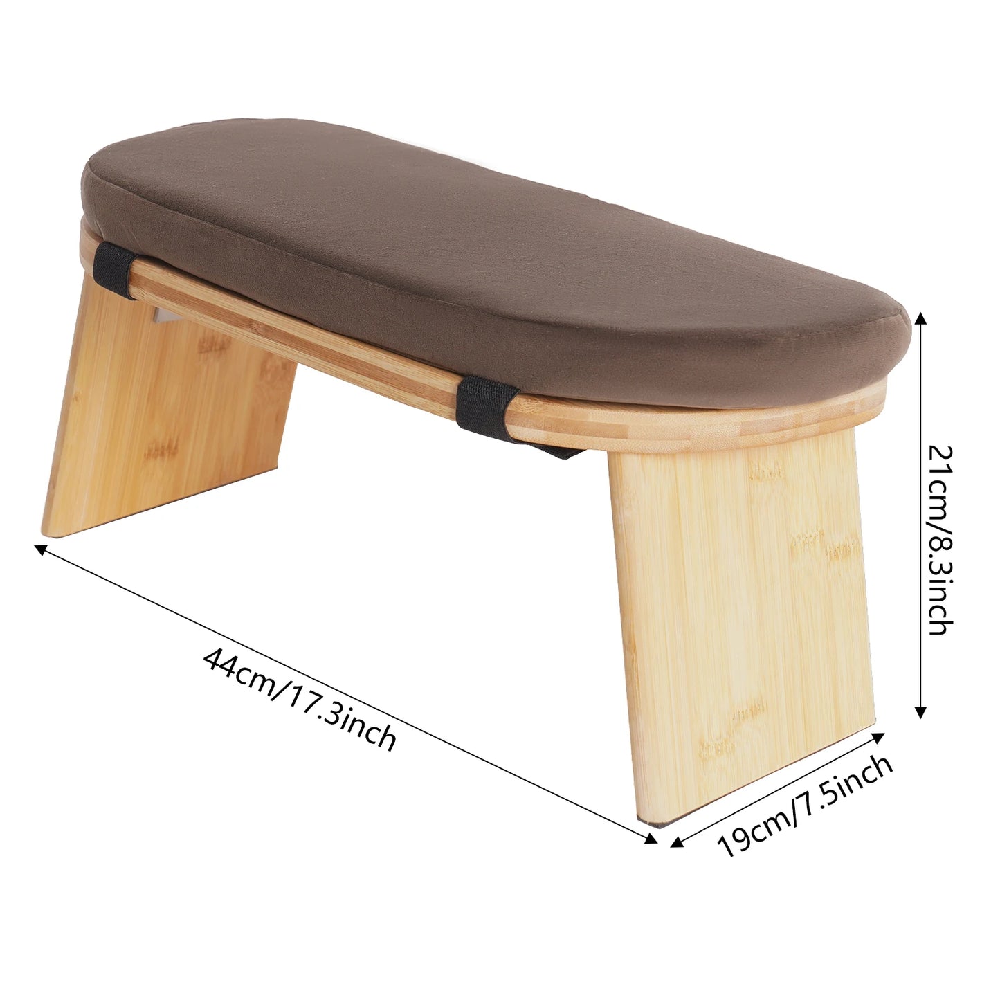 Bymaocar Foldable Meditation Bench Bamboo Frame Cushioned Seat