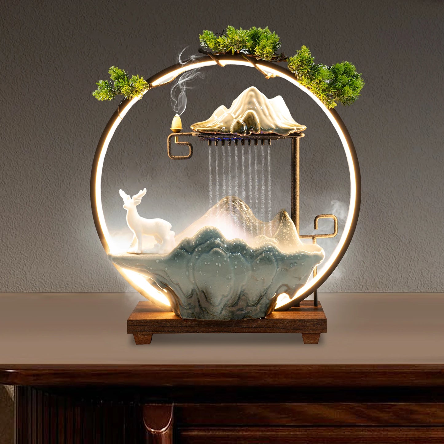 Hign-concerned Tabletop Fountain LED Lights Indoor Rockery