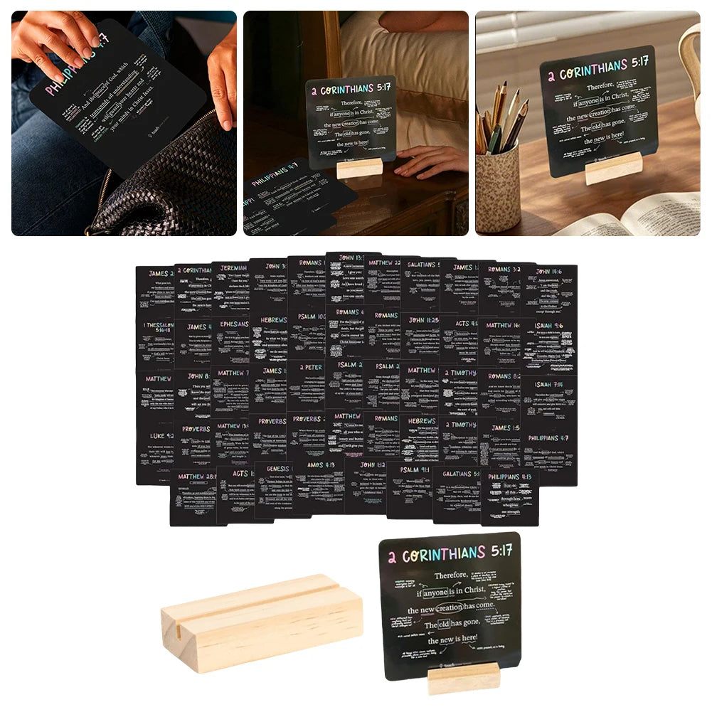 ALLOYSEED Scripture Cards With Wooden Stand Christian Bible Verses