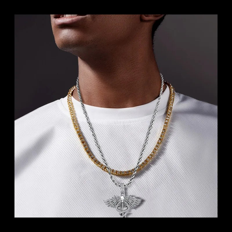 NONECN Necklace Angel Wings Pendant Jewelry For Daily Wear