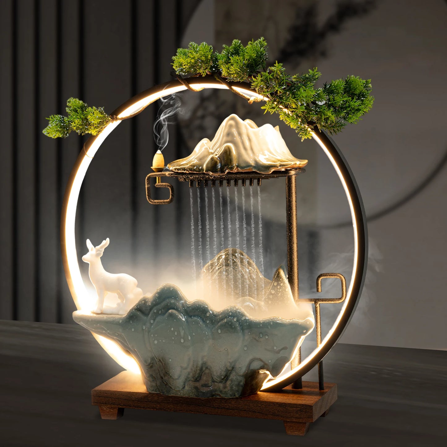 Hign-concerned Tabletop Fountain LED Lights Indoor Rockery