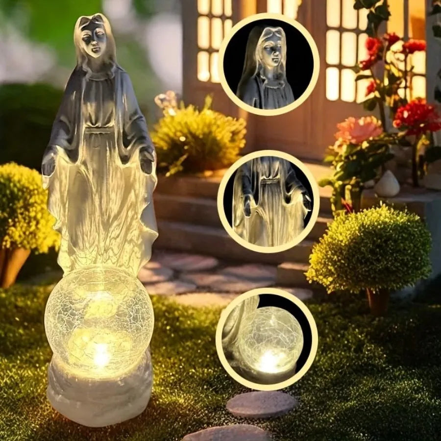 SHXI Solar Virgin Mary Garden Statue With Lights Outdoor Decor