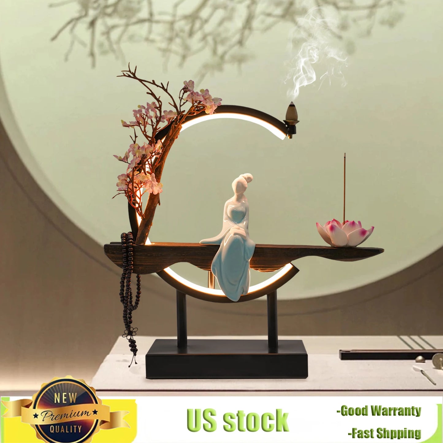Bymaocar Incense Burner Set Backflow Tabletop Decor