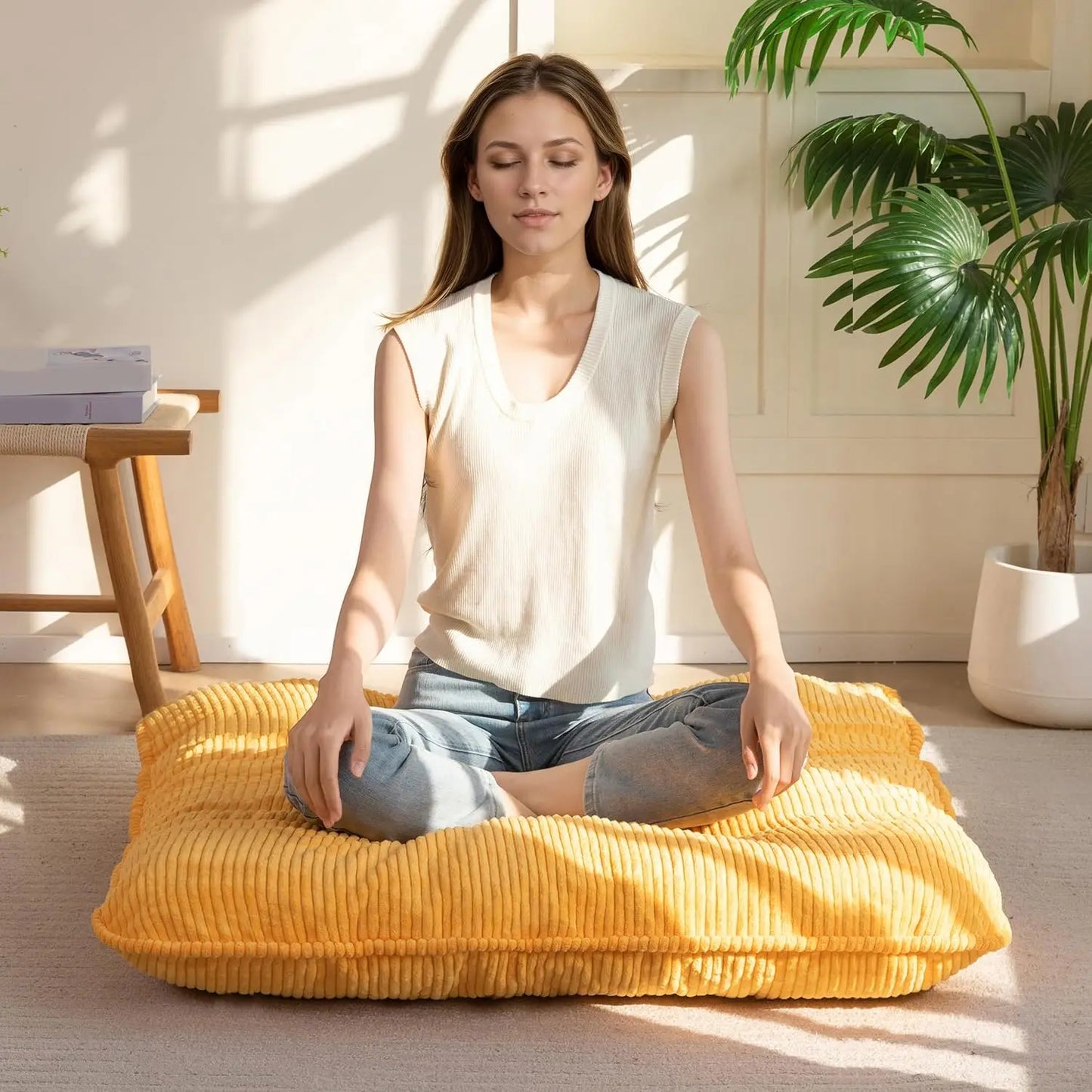 YTYIN Floor Pillow Washable High-Density Foam Cushion