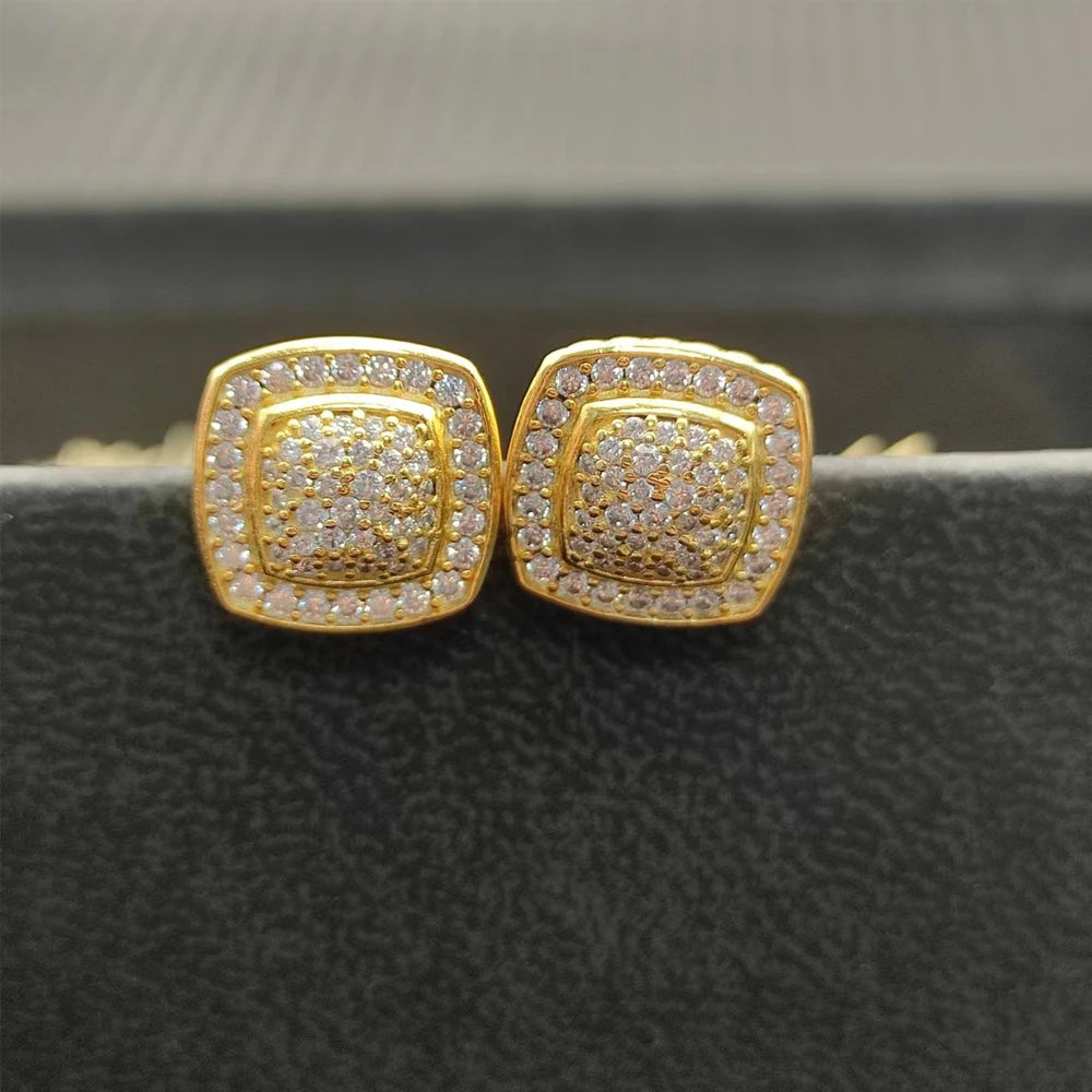 Necklace and Earrings Set With Zircon Square Pendant