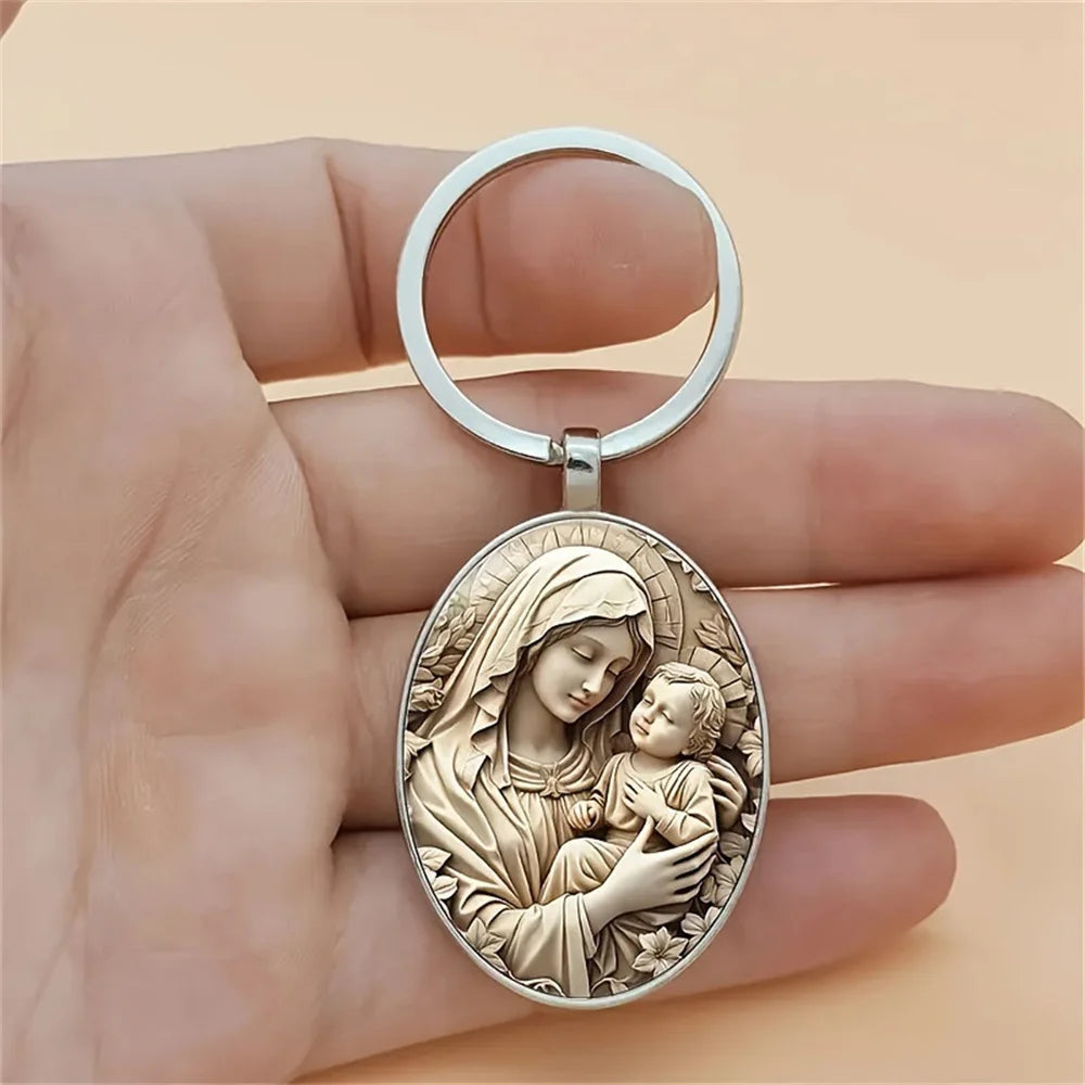 Keychain Virgin Mary Alloy Pendant Religious Charm