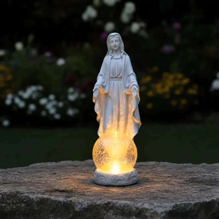 SHXI Solar Virgin Mary Garden Statue With Lights Outdoor Decor