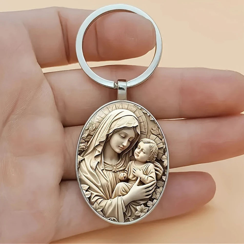 Keychain Virgin Mary Alloy Pendant Religious Charm