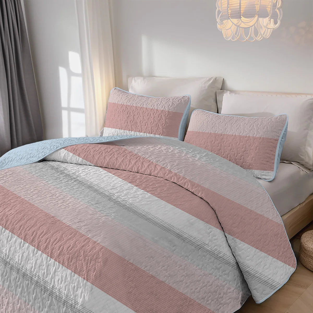 Quilt Set Geometric Stripes Bedding Collection For Everyday Use