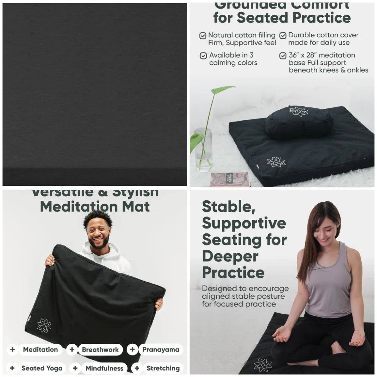 YTYIN Zabuton Meditation Mat Cotton Filled Cushion for Posture