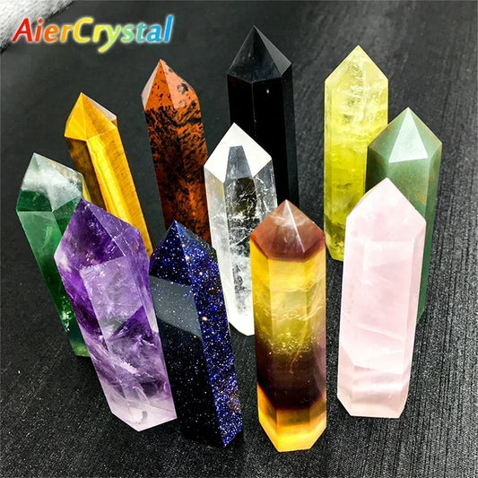 AierCrystal Stone Wand Rose Quartz Amethyst Point Decor