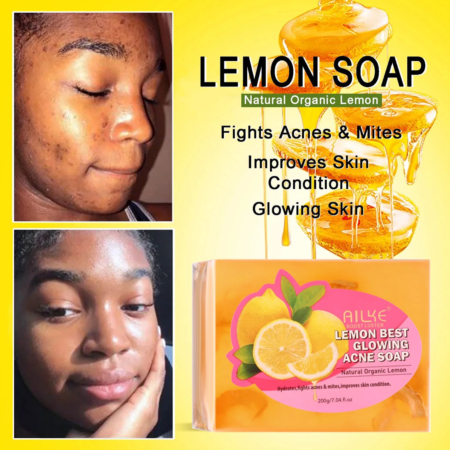 AILKE Soap Bar Lemon Whitening For Clear Skin And Body