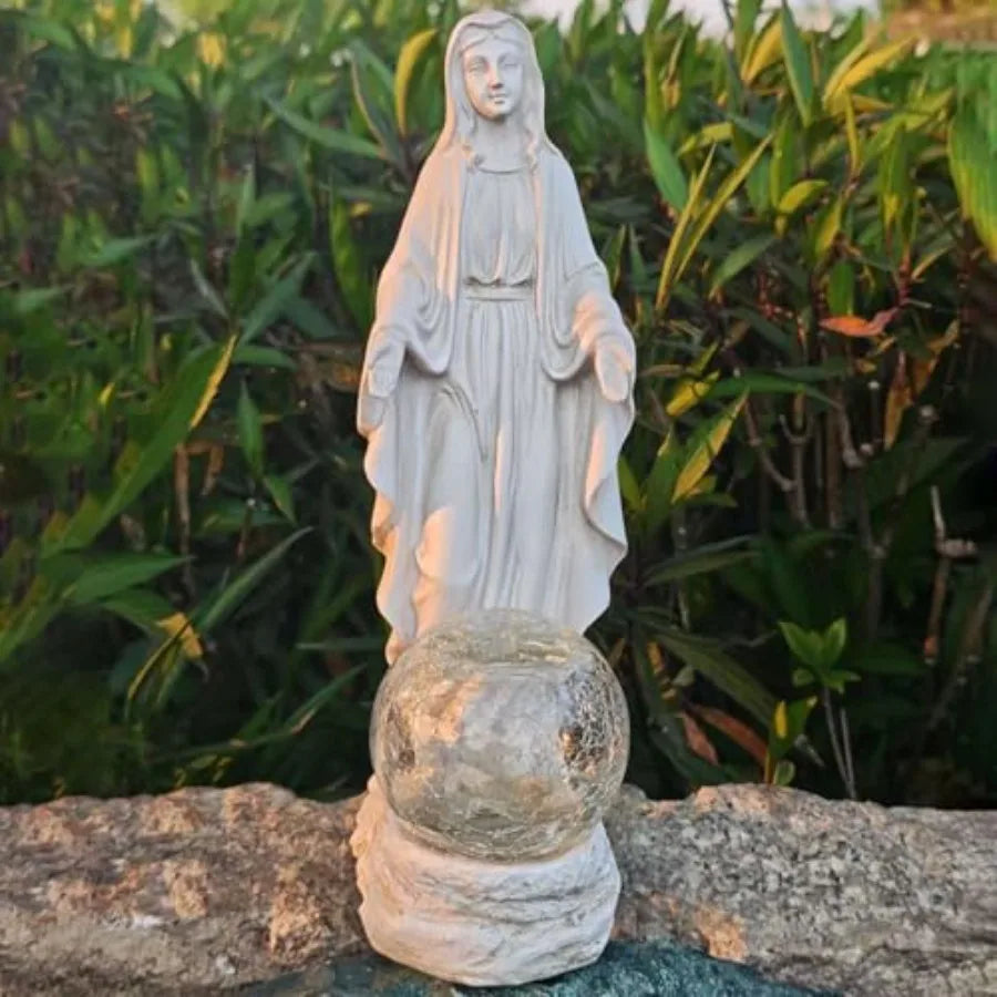 SHXI Solar Virgin Mary Garden Statue With Lights Outdoor Decor