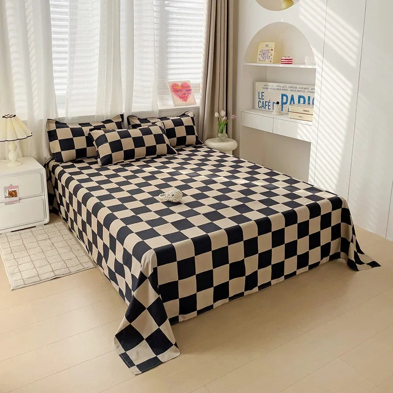 Bed Sheets 100 Percent Polyester Plaid Nordic Style