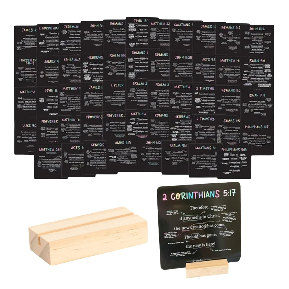 ALLOYSEED Scripture Cards With Wooden Stand Christian Bible Verses