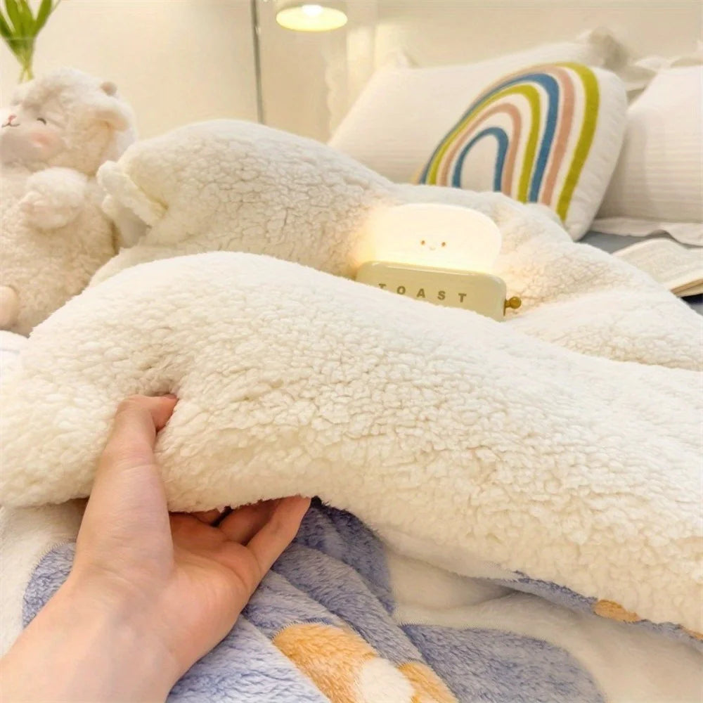 Quilt Set Lamb-Wool Bedding for Home and Dorm Uses