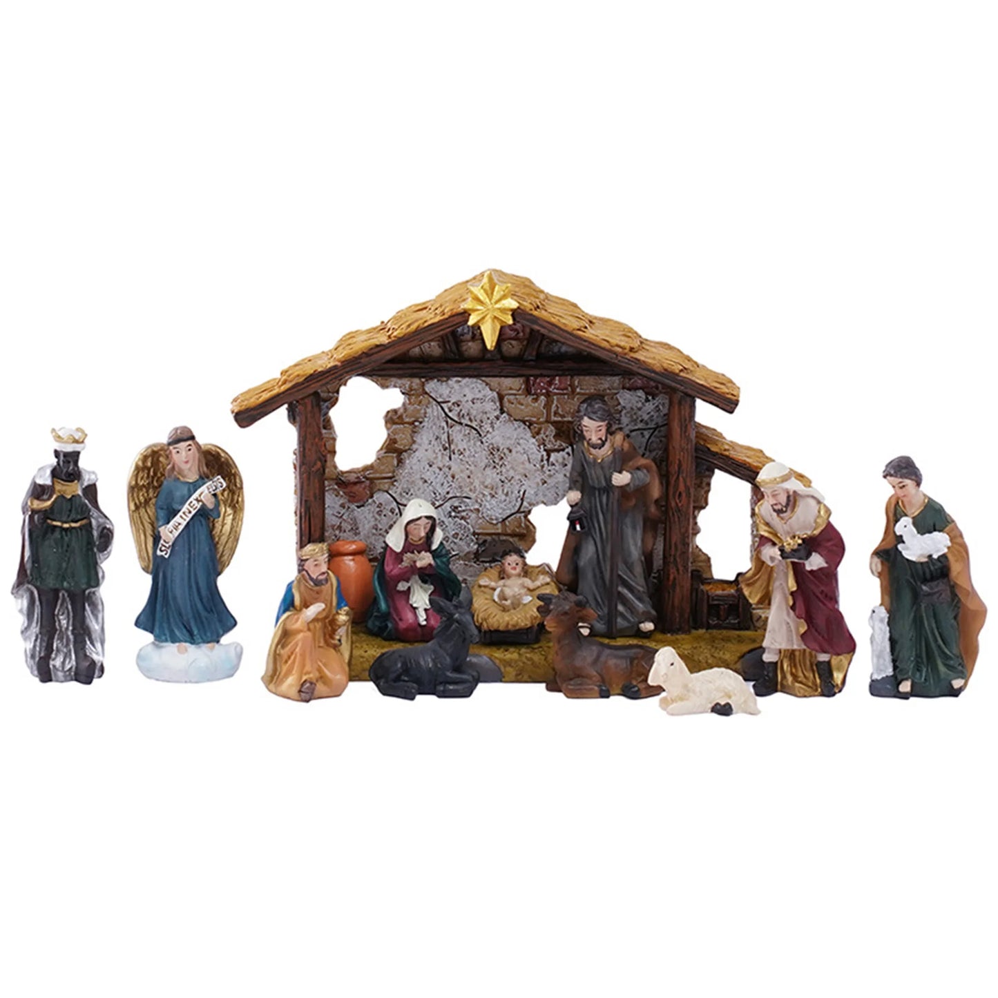 Nativity Scene Set Resin Holy Family Figurines Collection