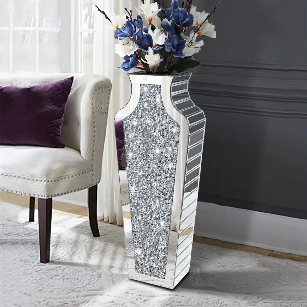 Function Floor Vase Crushed Diamond Glass Modern Decorative