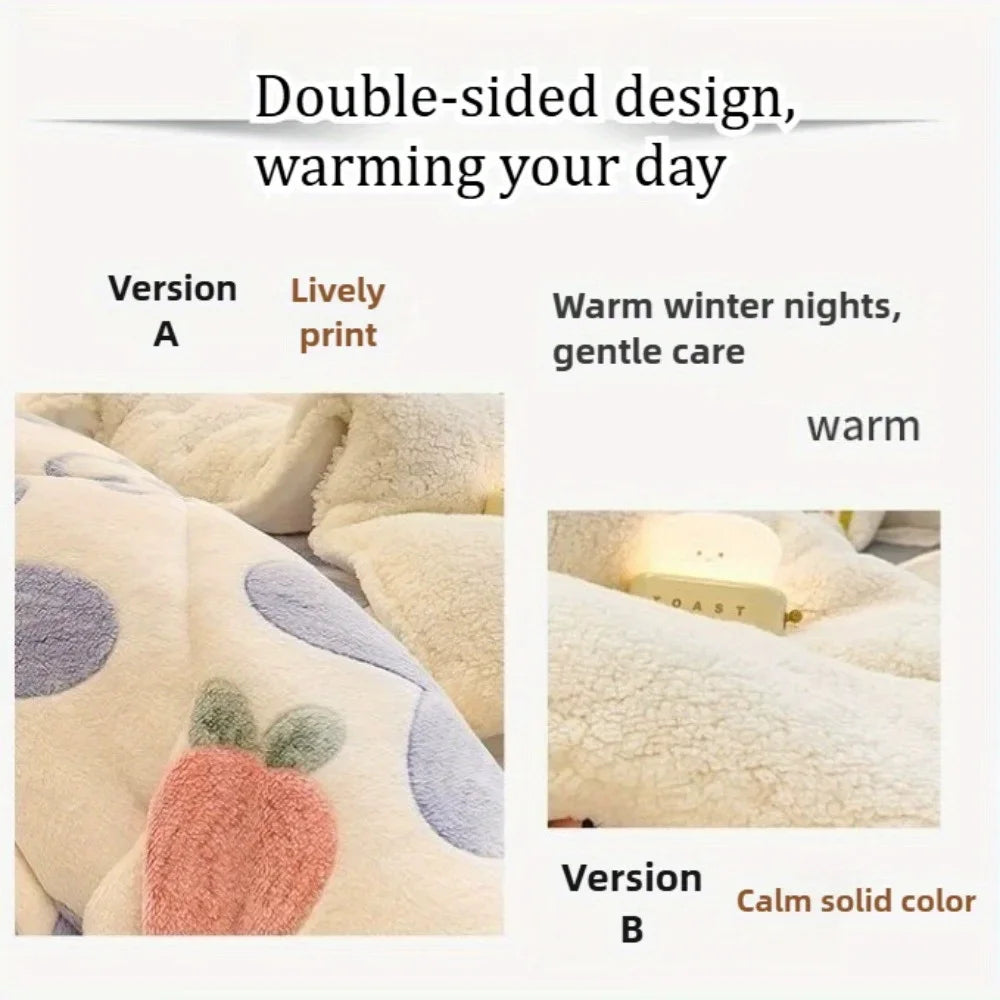 Quilt Set Lamb-Wool Bedding for Home and Dorm Uses
