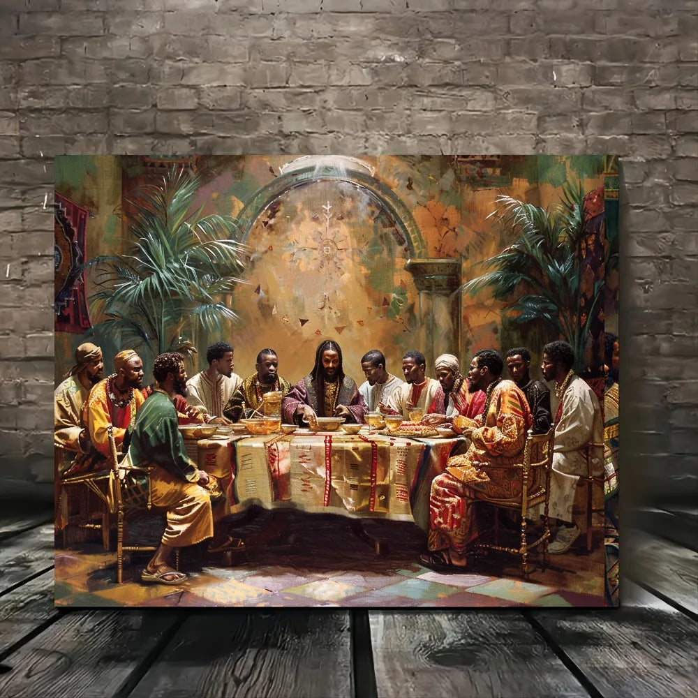 Canvas Mural Wood Frame Last Supper Artwork For Home Decor