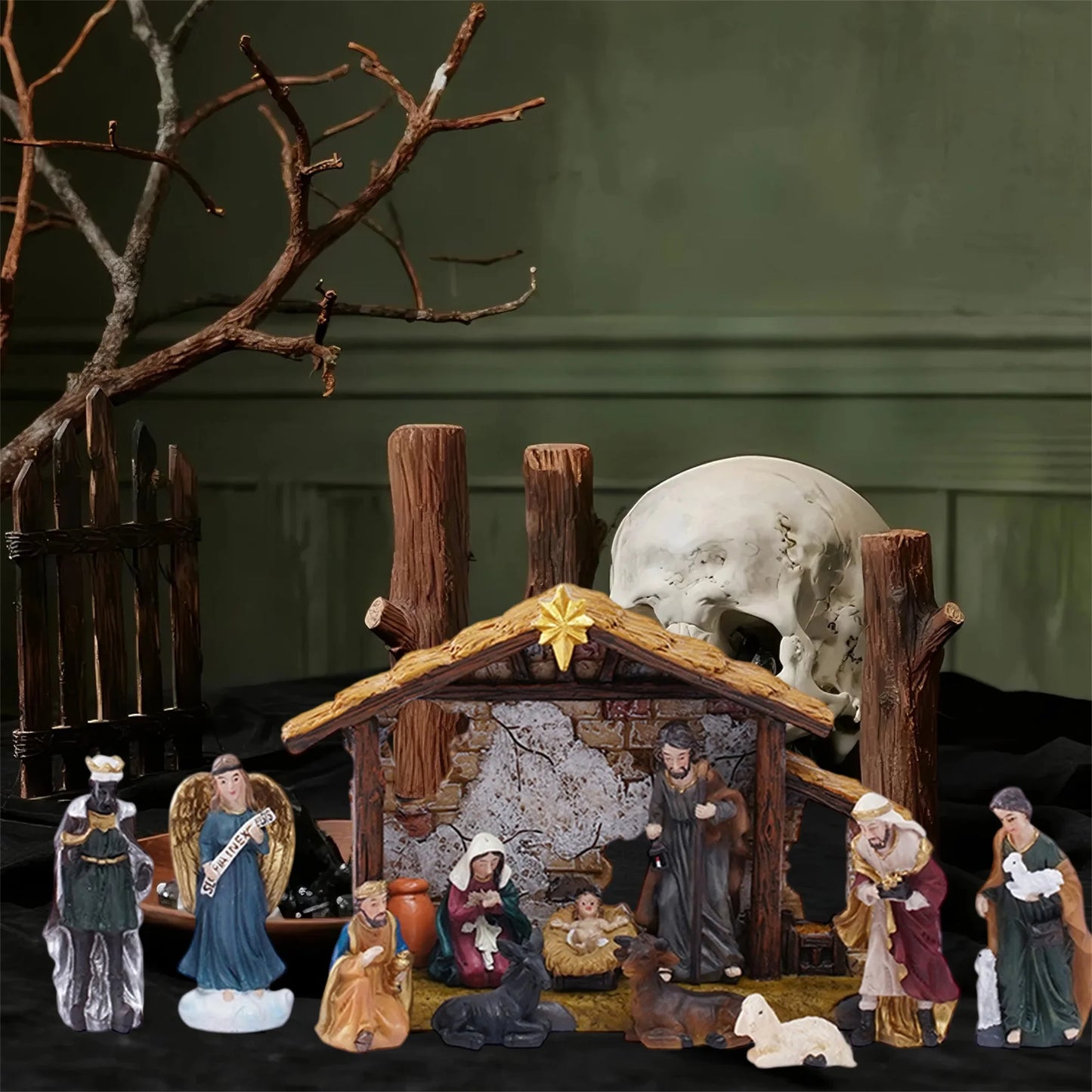 Nativity Scene Set Resin Holy Family Figurines Collection