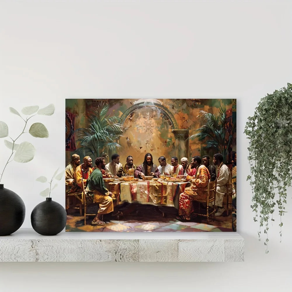 Canvas Mural Wood Frame Last Supper Artwork For Home Decor