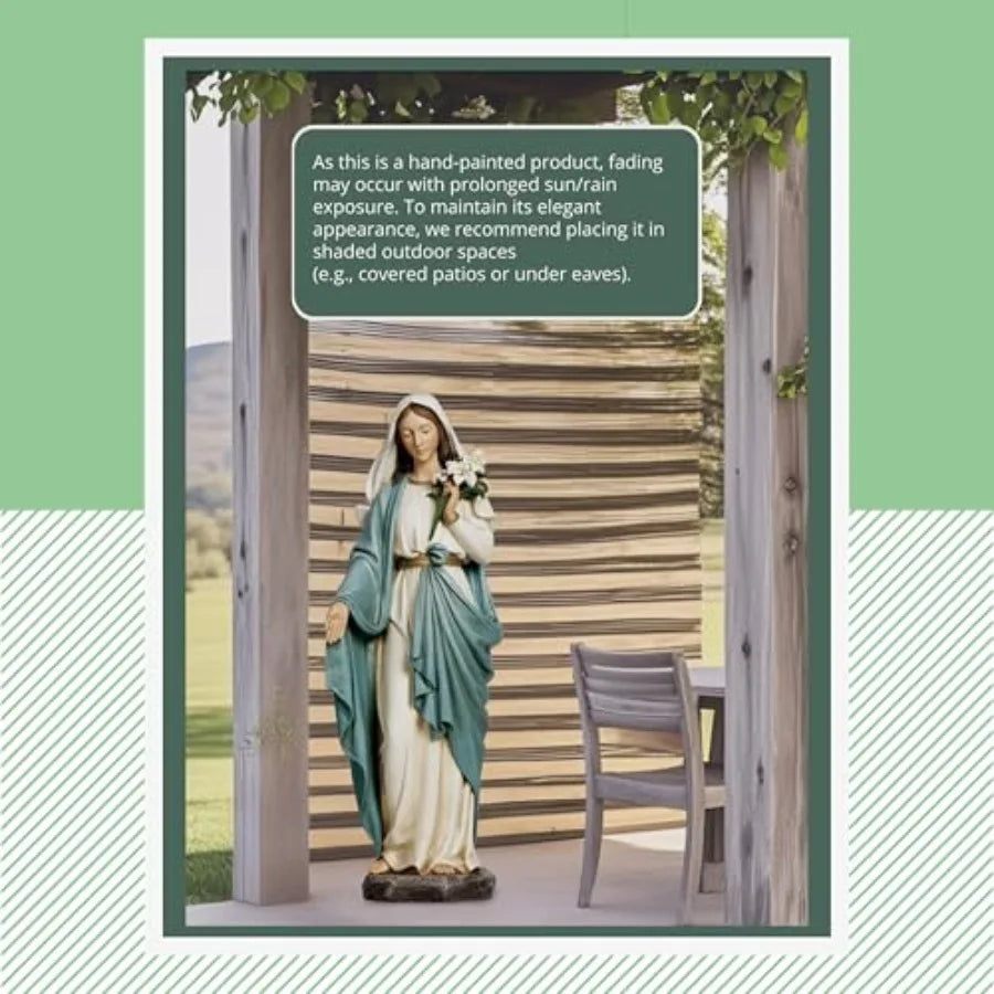 SHXI Virgin Mary Garden Statue Outdoor Sculpture Blessed Lilies