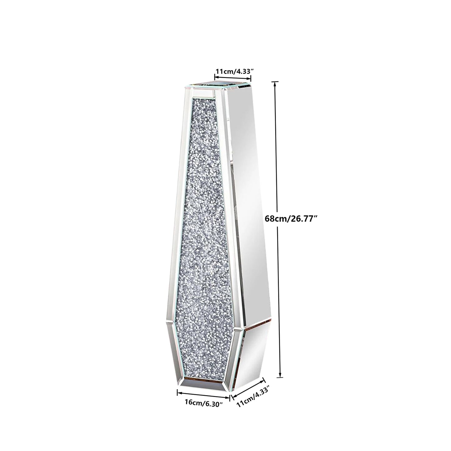 Function Floor Vase Crushed Diamond Glass Modern Decorative