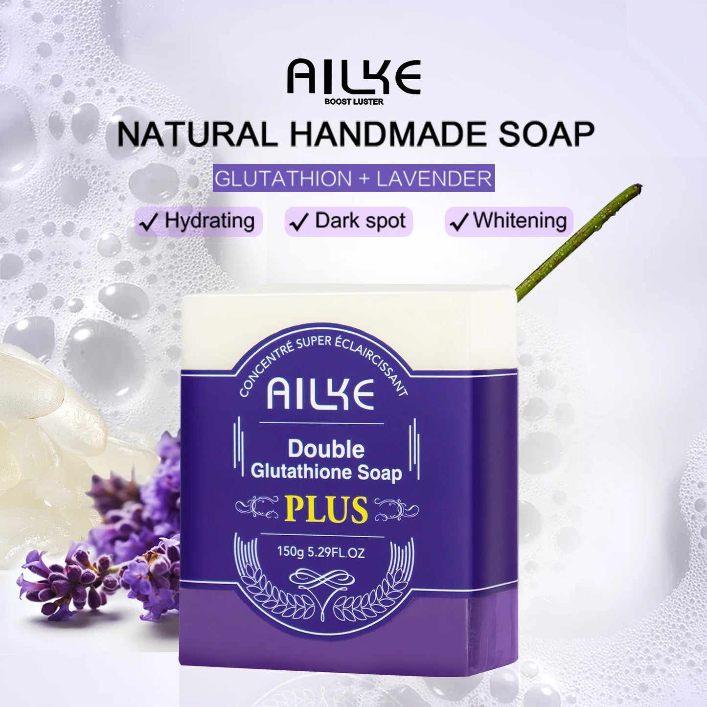 AILKE Soap With Double Glutathione Whitening Lavender Scent