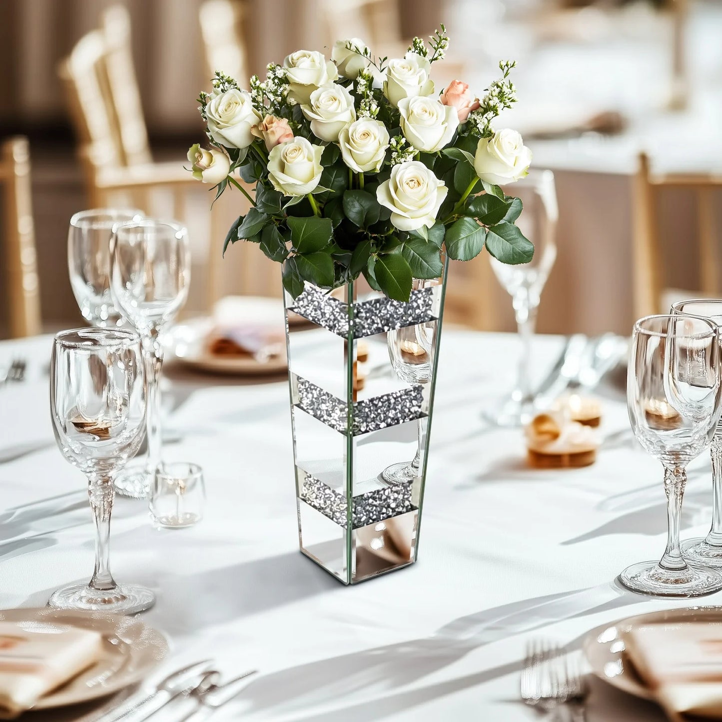 Function Floor Vase Crushed Diamond Glass Modern Decorative