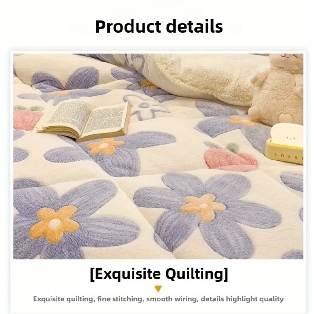 Quilt Set Lamb-Wool Bedding for Home and Dorm Uses