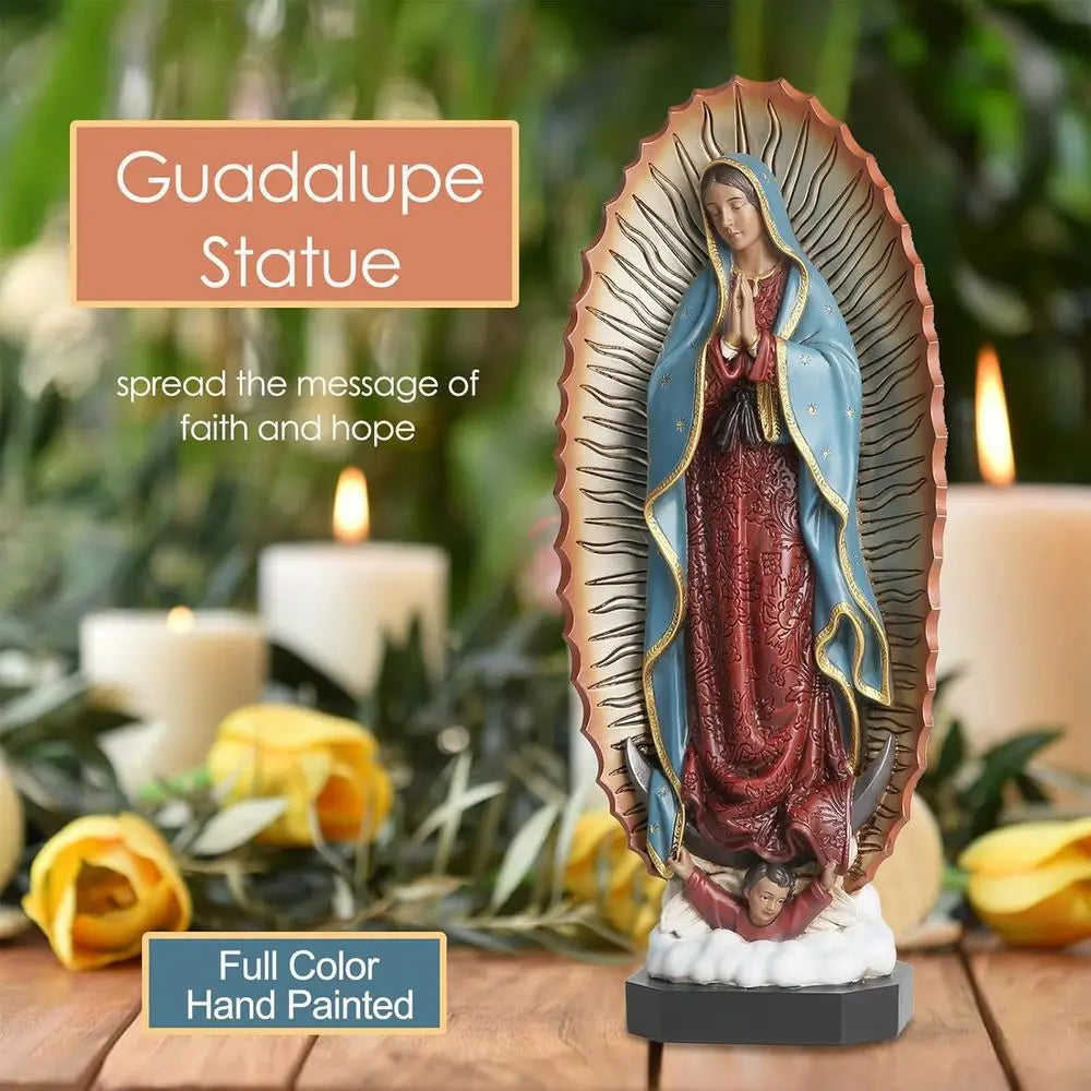 Virgin Mary Statue Hand-Painted Our Lady Of Guadalupe Catholic Gift