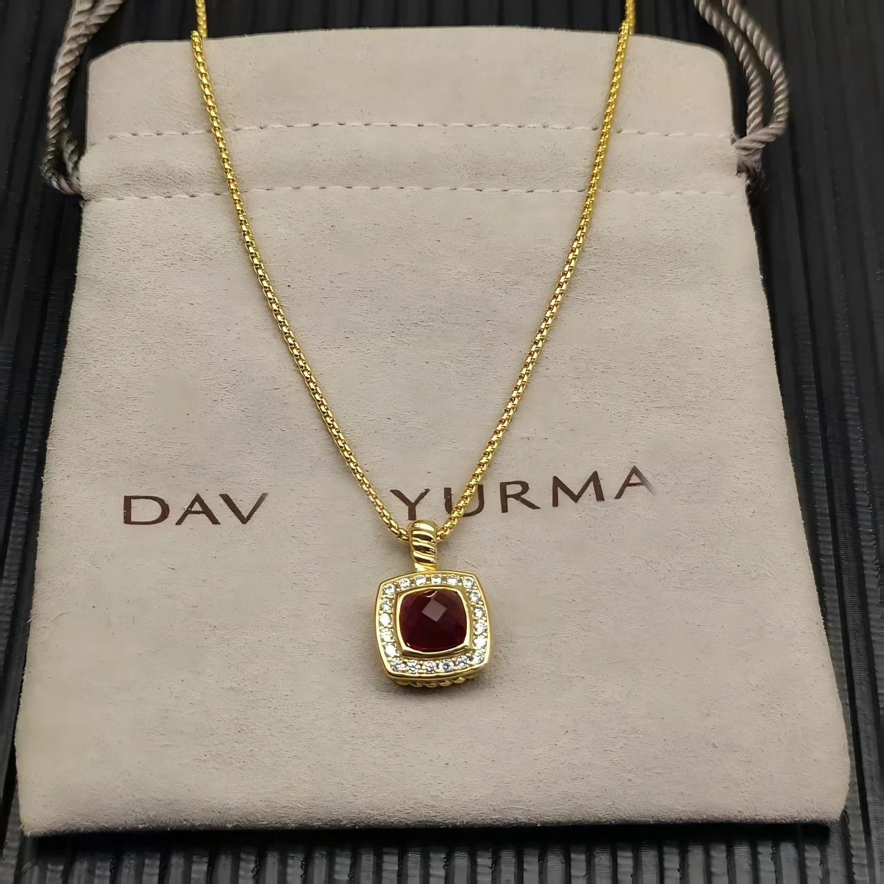 Necklace and Earrings Set With Zircon Square Pendant