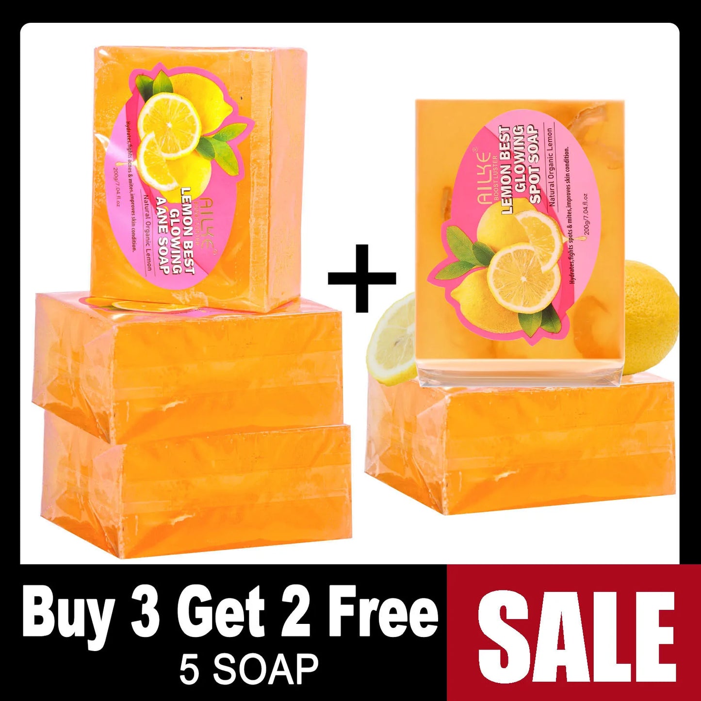 AILKE Soap Bar Lemon Whitening For Clear Skin And Body