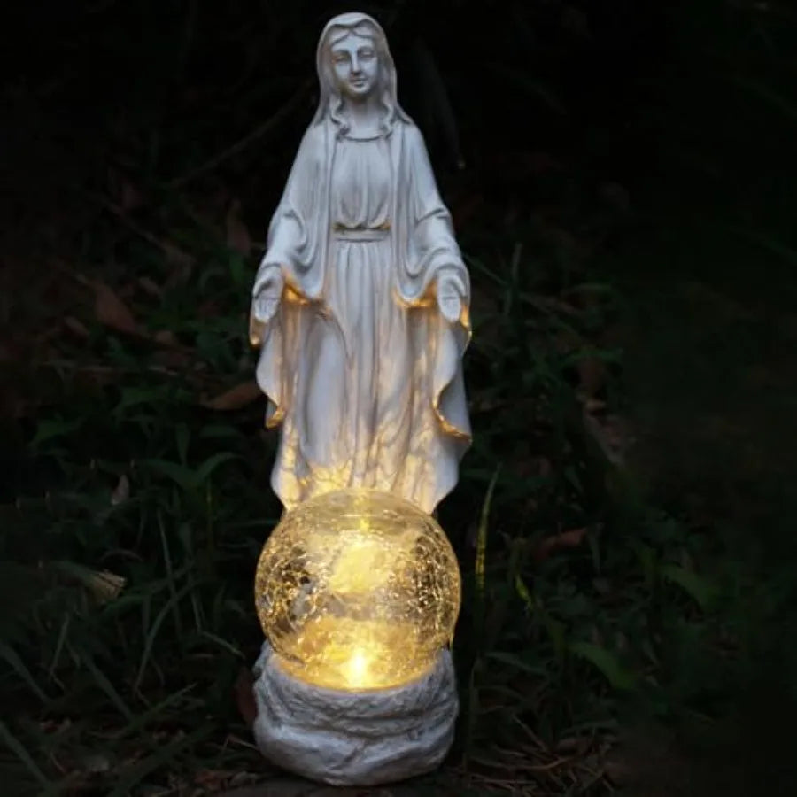 SHXI Solar Virgin Mary Garden Statue With Lights Outdoor Decor