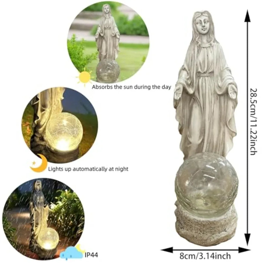 SHXI Solar Virgin Mary Garden Statue With Lights Outdoor Decor